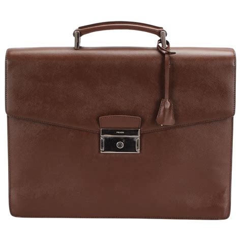 prada brown leather briefcase